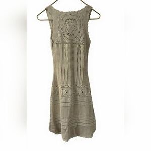 Athleta Crochet Knit Sleeveless Mini Dress in Light Beige